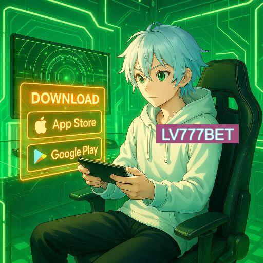 Imagem promocional do app oficial LV777BET destacando a conveniência de jogar cassino online pelo celular ou navegador
