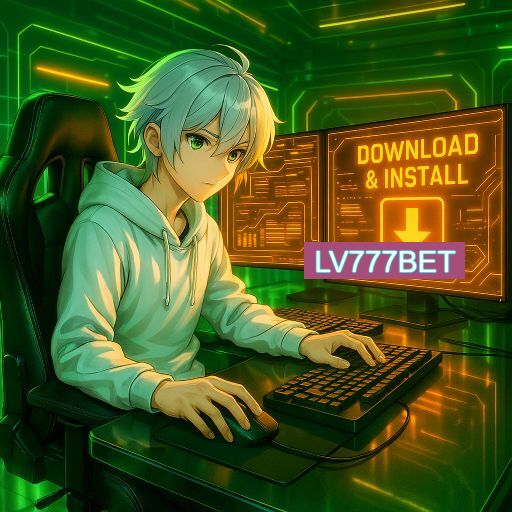 Imagem promocional do app oficial LV777BET destacando a conveniência de jogar cassino online pelo celular ou navegador
